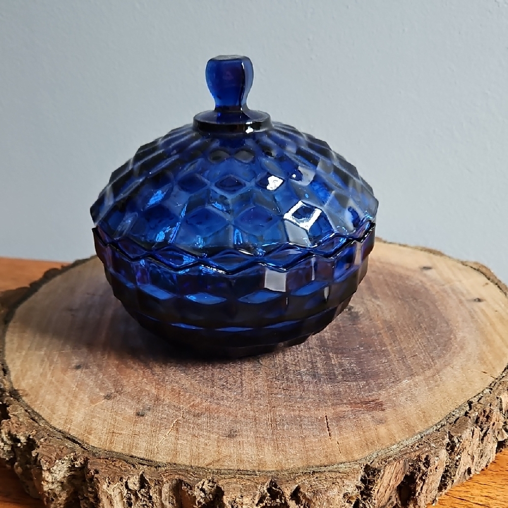 Elegant Vintage Blue Glass Dish